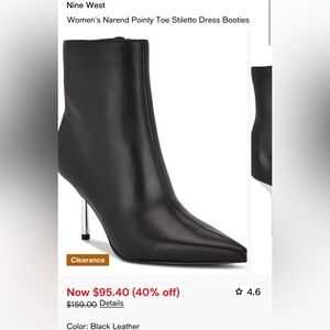 Ninewest Narend Pointy Toe Stiletto Dress Bootie Size 10